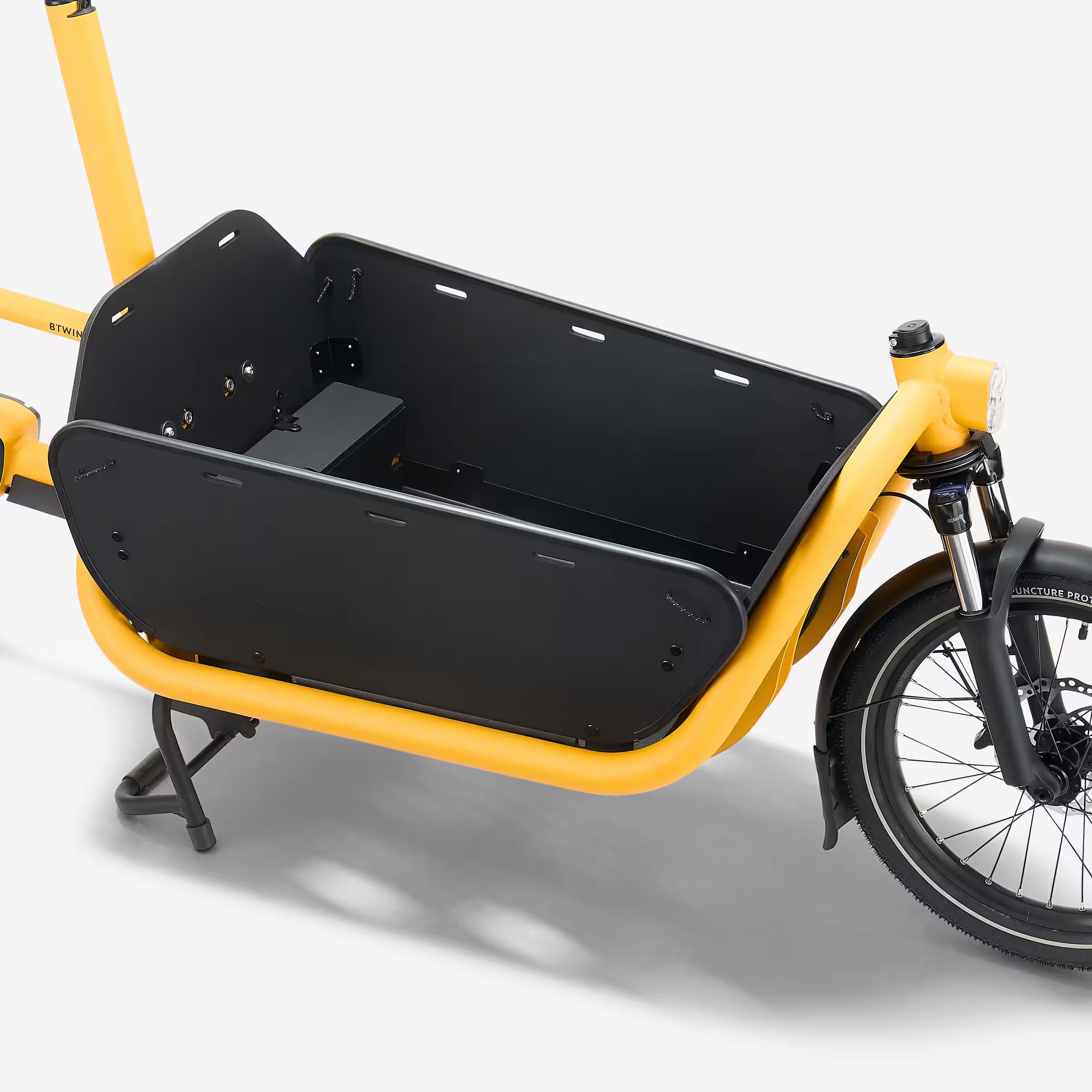 BTWIN F900E BOX – Vélo cargo électrique biporteur (jaune tournesol)