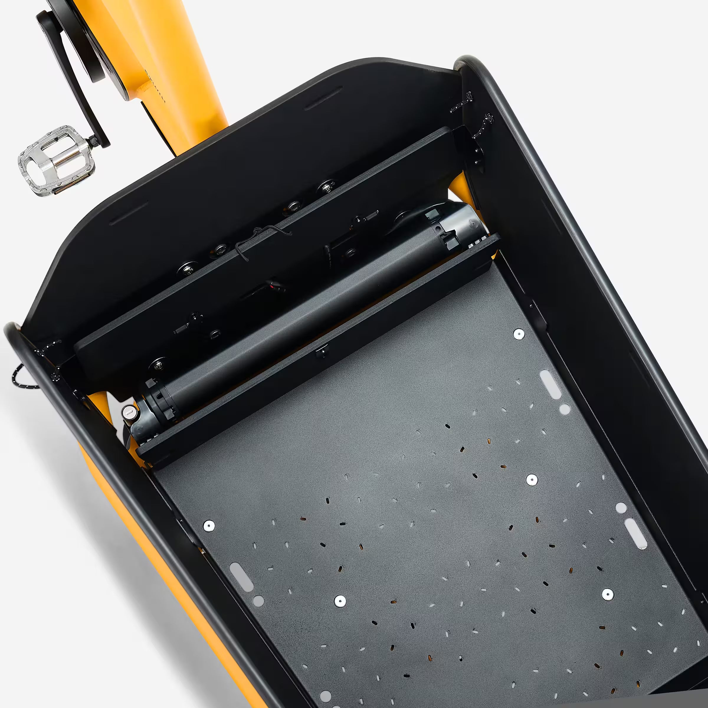 BTWIN F900E BOX – Vélo cargo électrique biporteur (jaune tournesol)