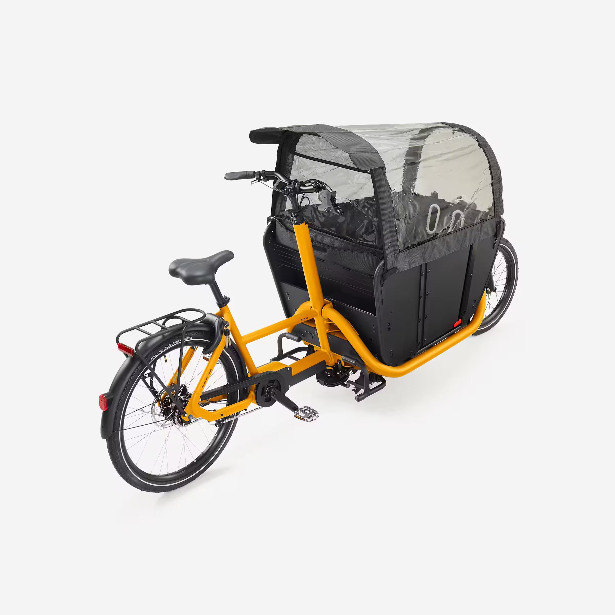 BTWIN - Velo cargo electrique biporteur famille f900e jaune