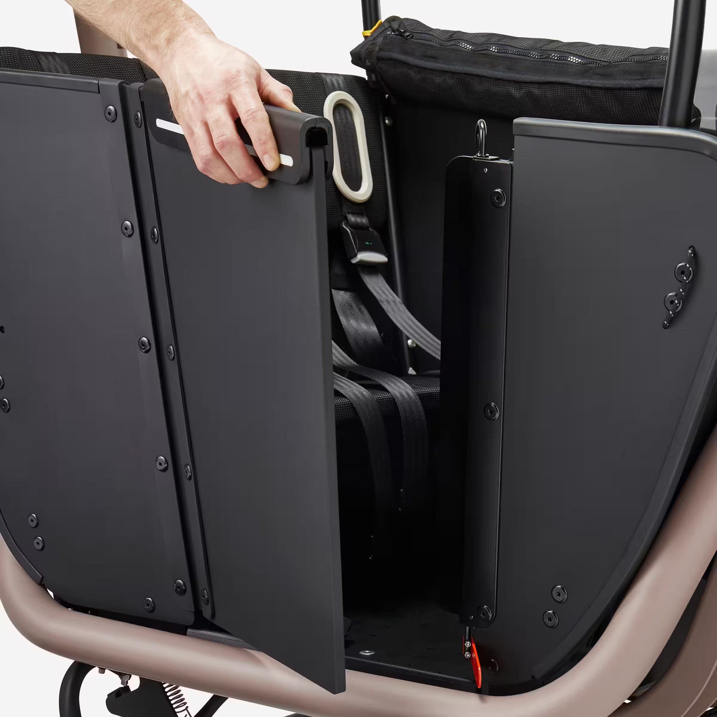 BTWIN F900E – Vélo cargo électrique biporteur famille (taupe)