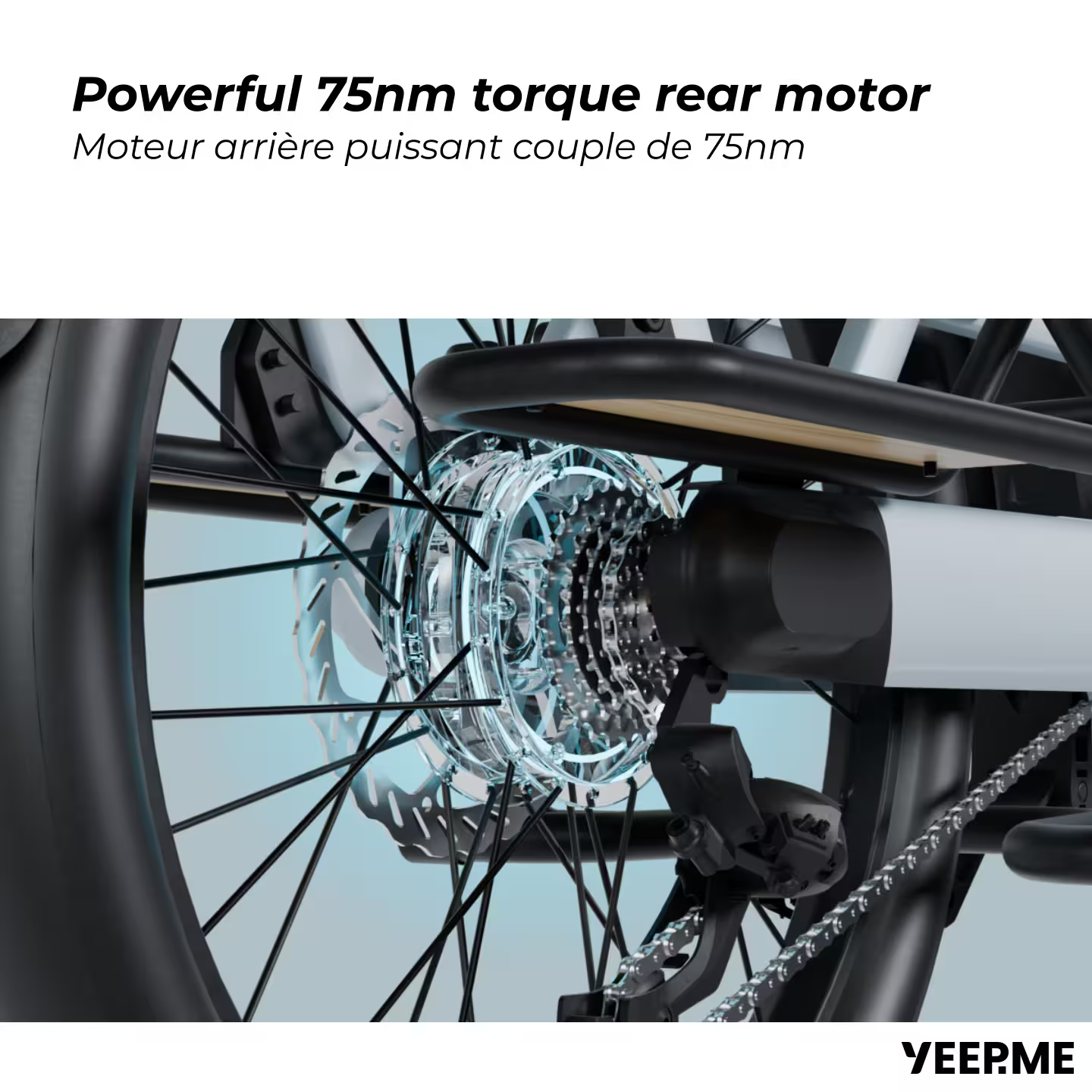 YEEP.ME DAY CARGO – Vélo cargo électrique Longtail (bleu gris)