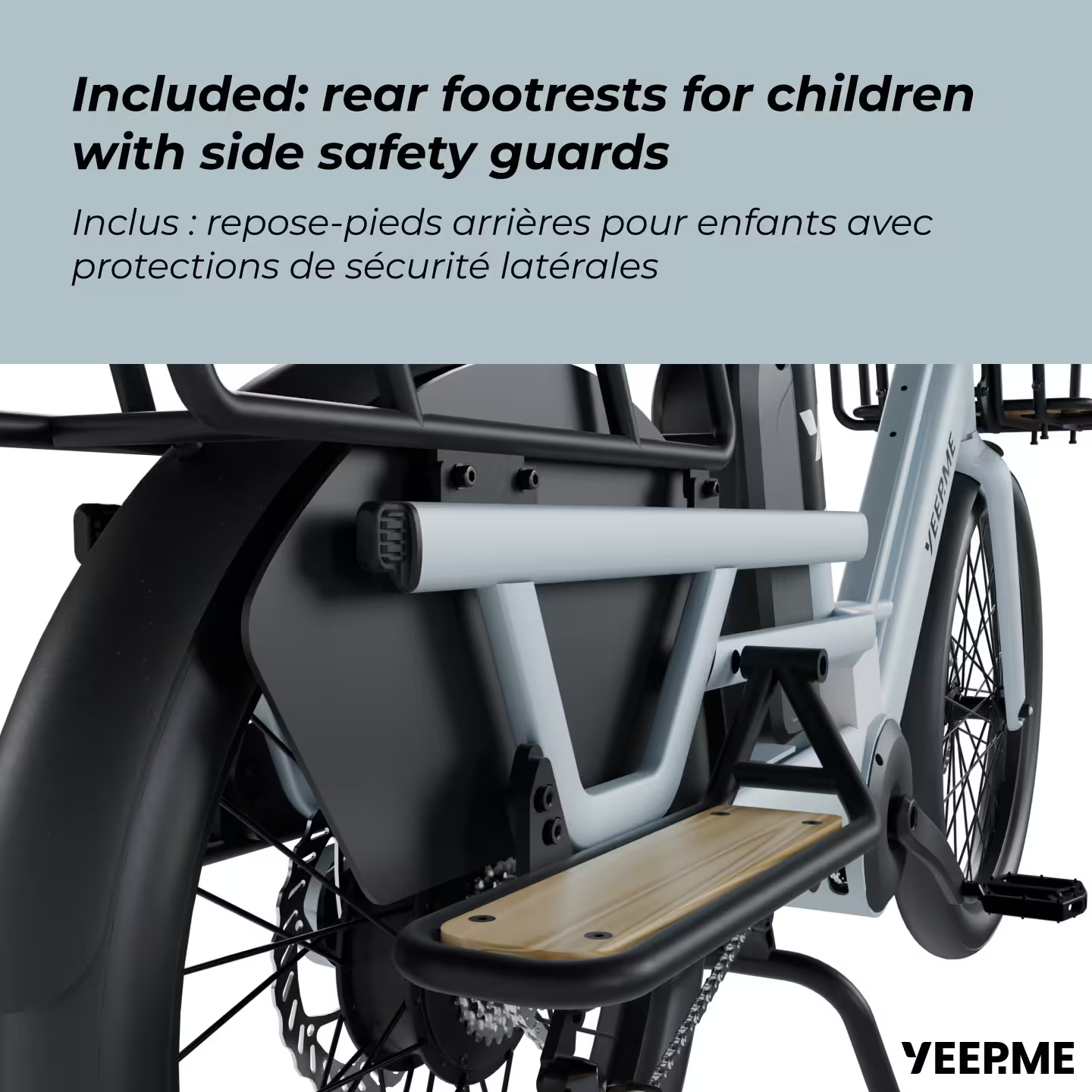 YEEP.ME DAY CARGO – Vélo cargo électrique Longtail (bleu gris)